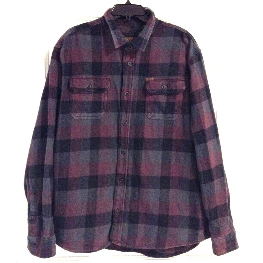 vtg Orvis Flannel Shirt Men 2XL Burgundy Plaid Overshirt Barn Workwear Jacket